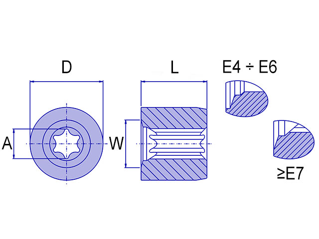 Матрицы с внутренним шестигранником в виде шестилучевой звезды