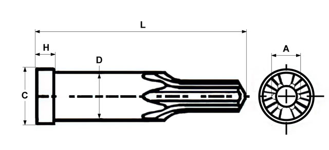 чертёж карбидного пуансона TORX марки RG-1002